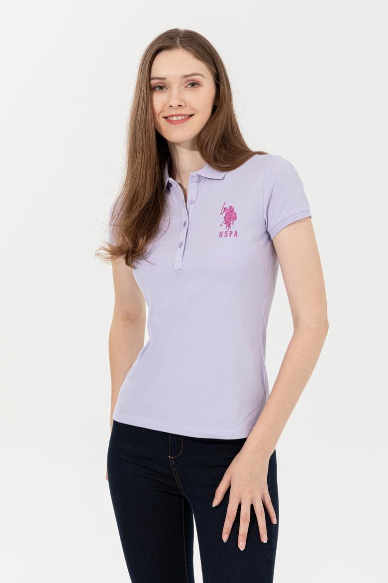 Kadın Lila Basic Polo Yaka Tişört - 50248991046