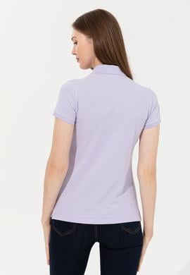 Kadın Lila Basic Polo Yaka Tişört - 50248991046