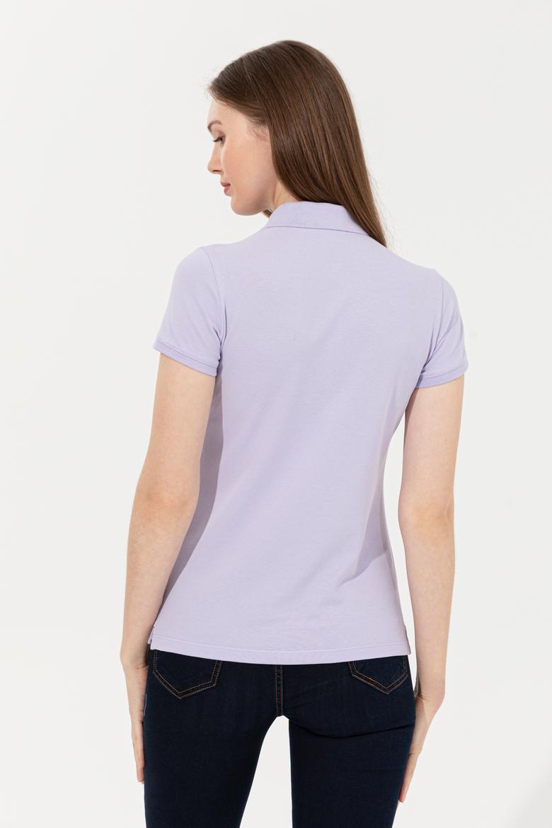 Kadın Lila Basic Polo Yaka Tişört - 50248991046