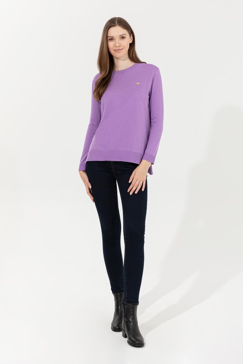 Kadın Lila Bisiklet Yaka Basic Kazak - 50251905130