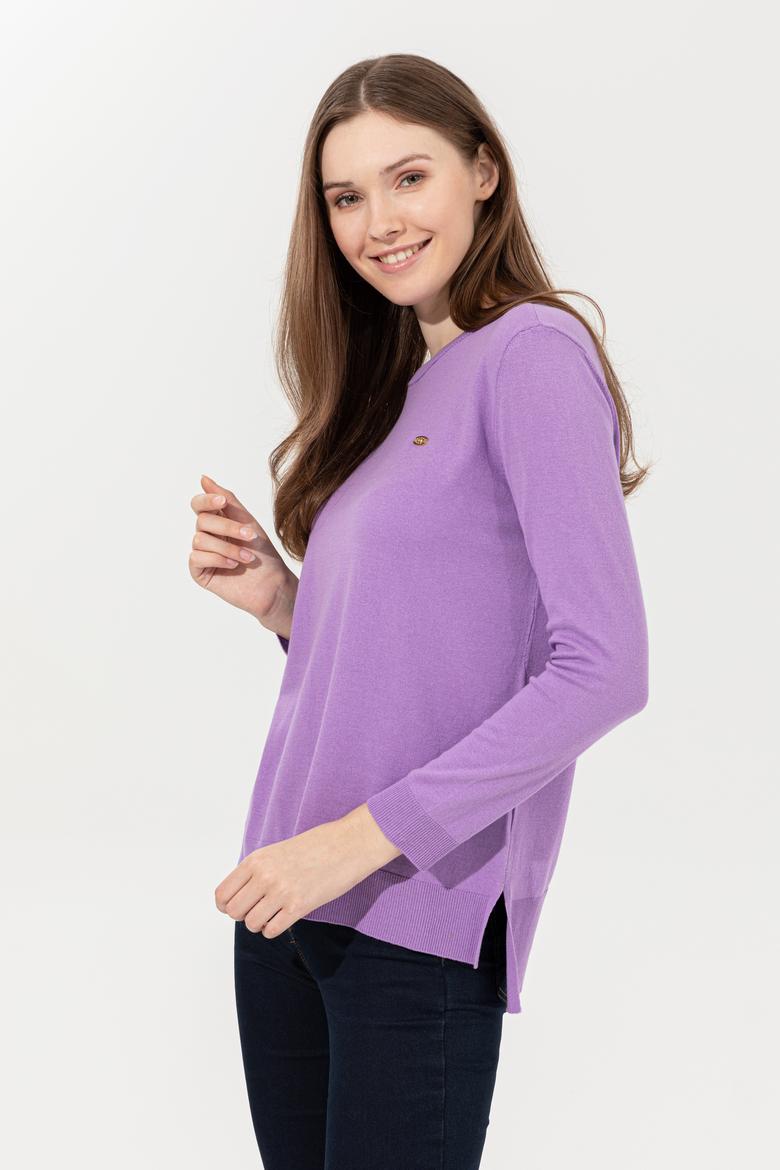 Kadın Lila Bisiklet Yaka Basic Kazak - 50251905130