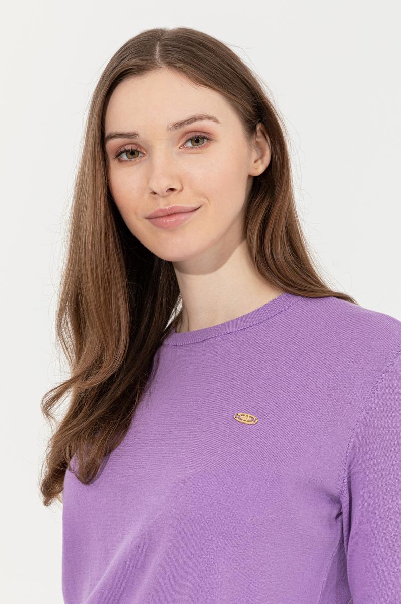 Kadın Lila Bisiklet Yaka Basic Kazak