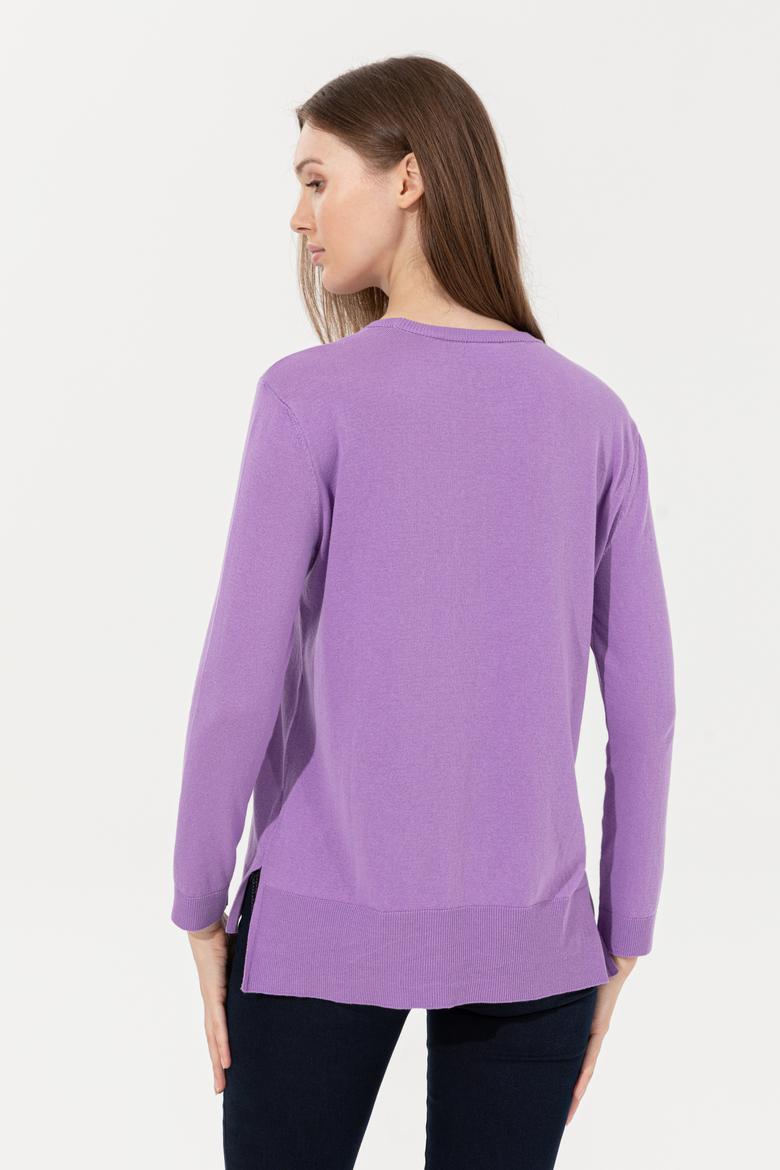 Kadın Lila Bisiklet Yaka Basic Kazak - 50251905130