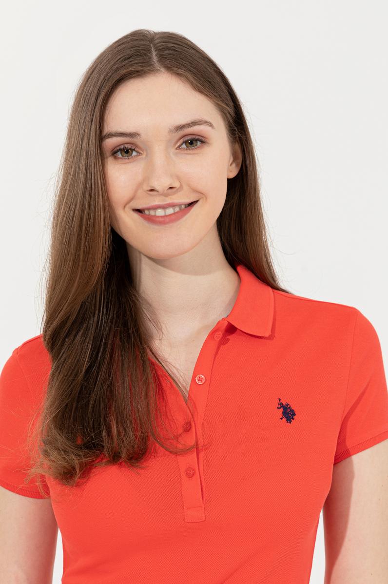 Kadın Kırmızı Basic Polo Yaka Tişört