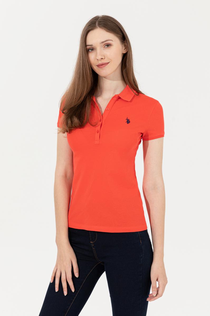 Kadın Kırmızı Basic Polo Yaka Tişört