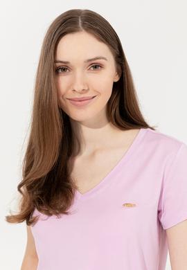 Kadın Manolya V Yaka Basic Tişört - 50246033049