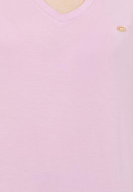 Kadın Manolya V Yaka Basic Tişört - 50246033049