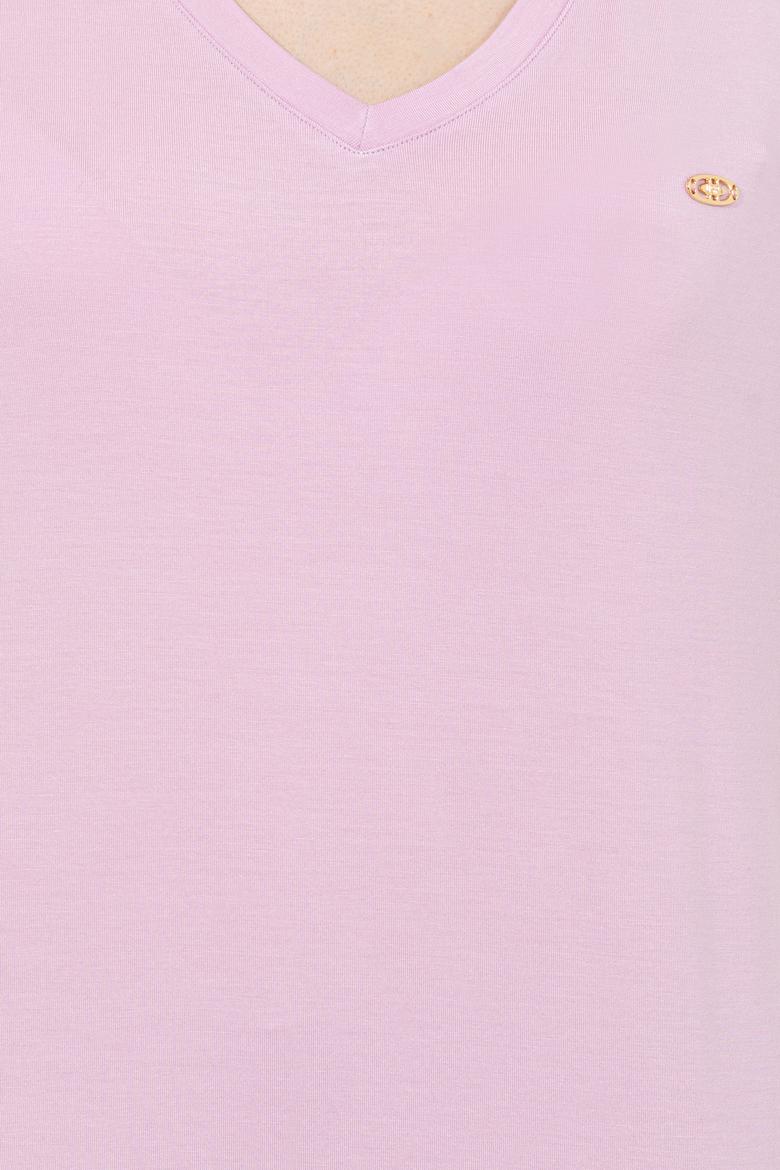 Kadın Manolya V Yaka Basic Tişört - 50246033049