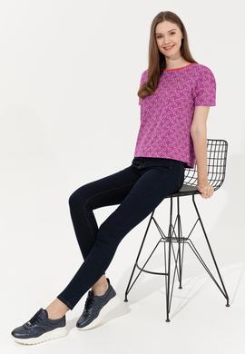 Kadın Menekşe Bisiklet Yaka Tişört - 50249061004