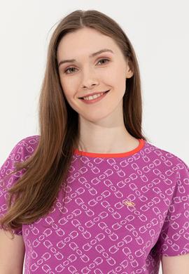 Kadın Menekşe Bisiklet Yaka Tişört - 50249061004