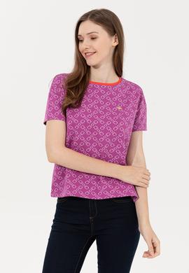 Kadın Menekşe Bisiklet Yaka Tişört - 50249061004