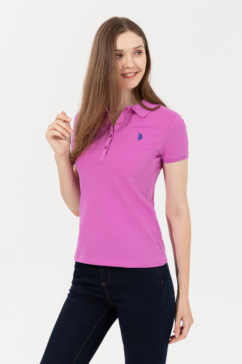Kadın Menekşe Basic Polo Yaka Tişört