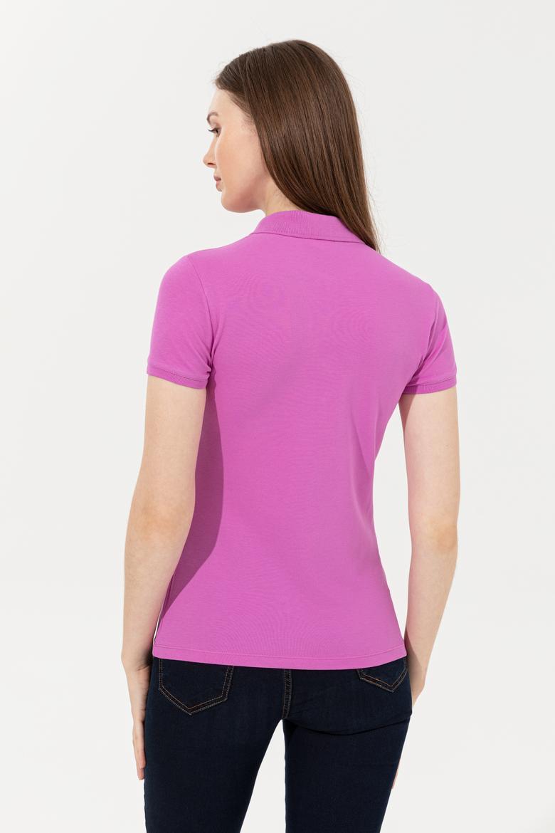 Kadın Menekşe Basic Polo Yaka Tişört - 50246272200