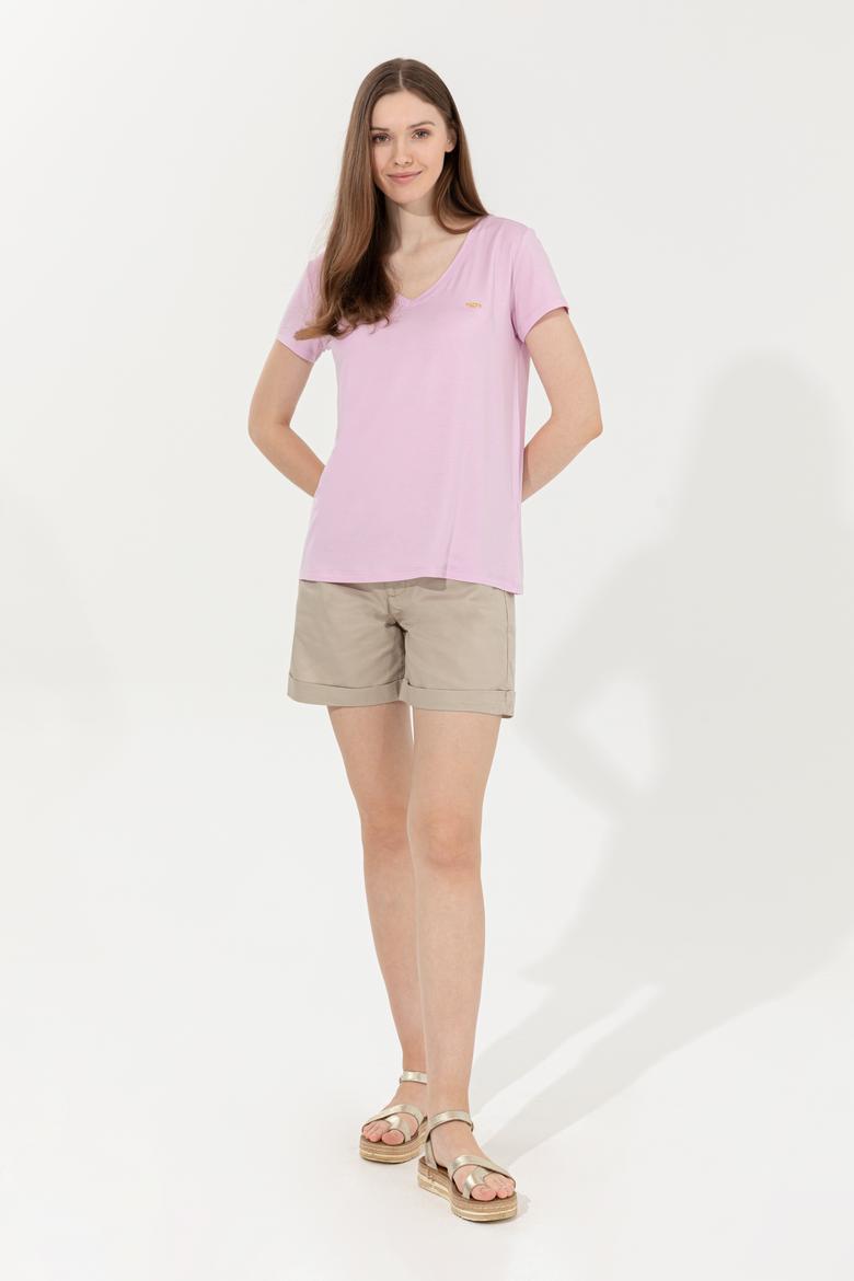 Kadın Haki Dokuma Şort