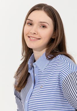 Kadın Mavi Uzun Kollu Gömlek - 50246448012