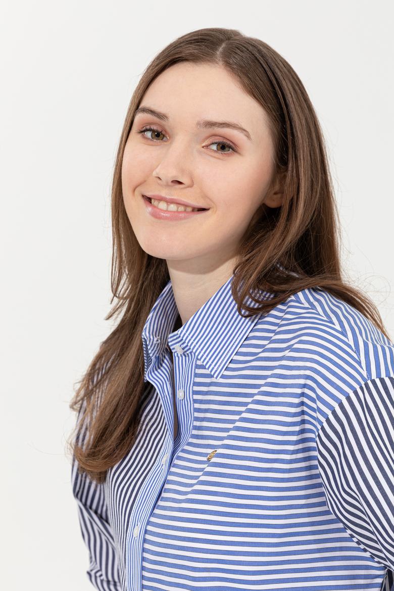 Kadın Mavi Uzun Kollu Gömlek - 50246448012