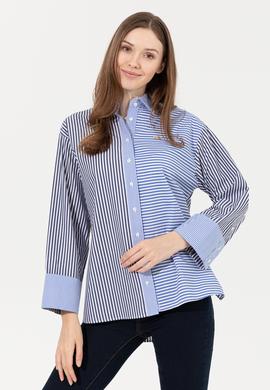 Kadın Mavi Uzun Kollu Gömlek - 50246448012