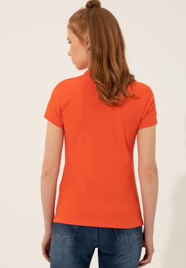 Kadın Nar Çiçeği Polo Yaka T-Shirt Basic - 50221036041