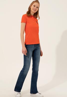 Kadın Nar Çiçeği Polo Yaka T-Shirt Basic - 50221036041