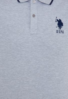 Erkek Gri Melanj Polo Yaka Basic T-Shirt - 50231766056