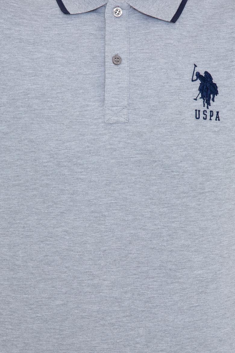 Erkek Gri Melanj Polo Yaka Basic T-Shirt - 50231766056