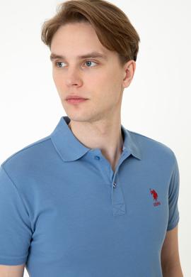 Erkek İndigo Polo Yaka T-Shirt Basic - 50232292094