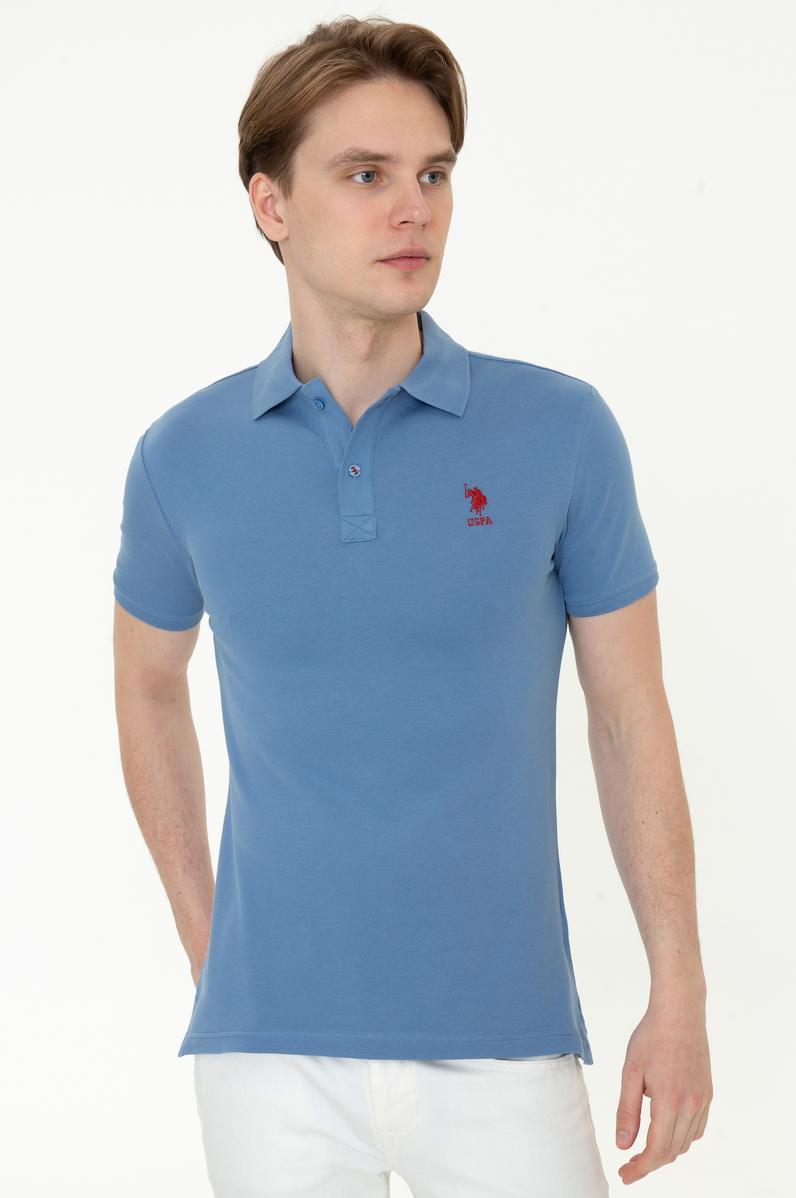 Erkek İndigo Polo Yaka T-Shirt Basic