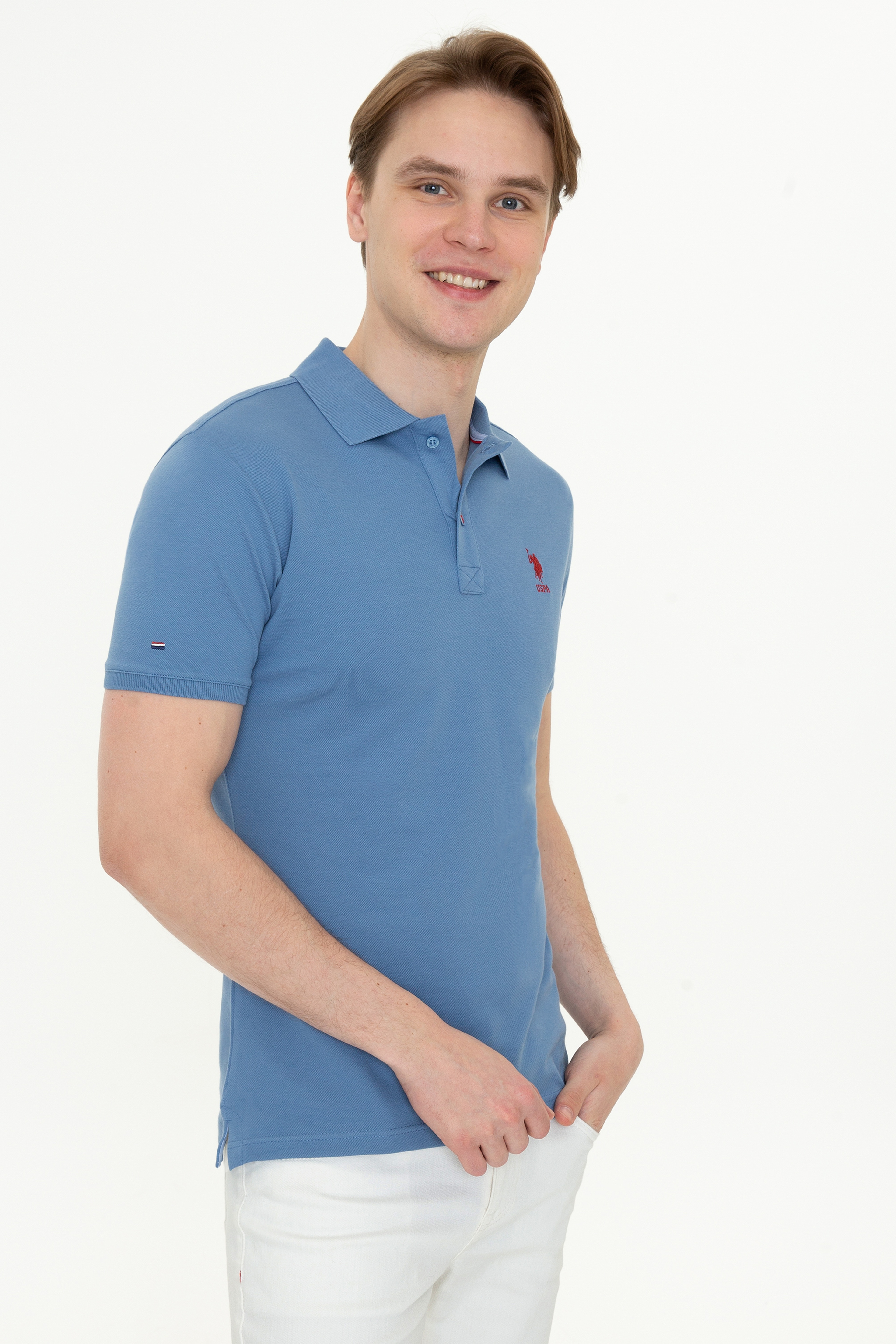 Erkek İndigo Polo Yaka T-Shirt Basic