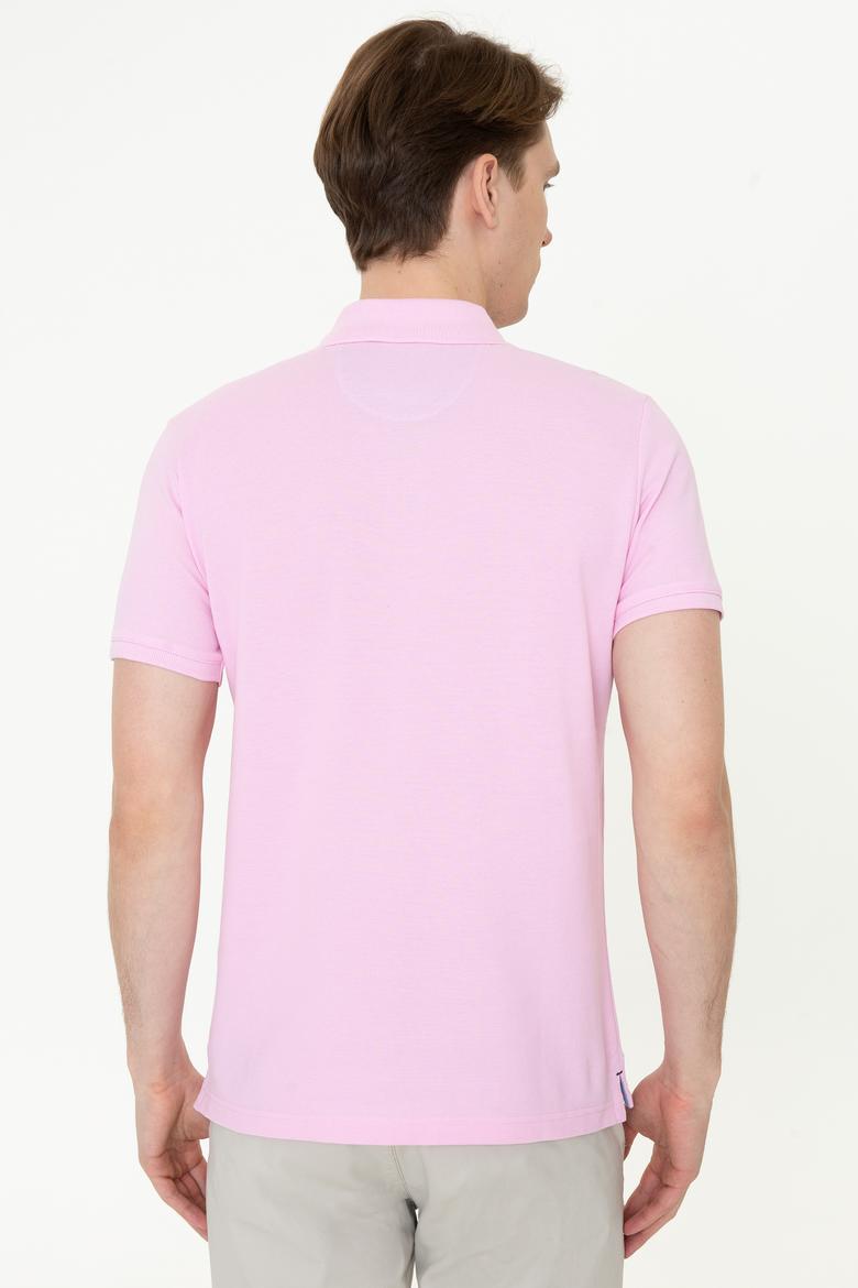Erkek Açık Pembe Basic Polo Yaka Tişört - 50232308257