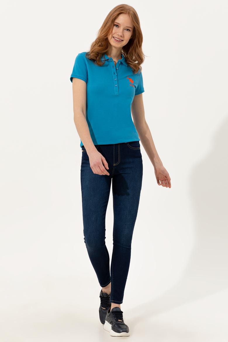 Kadın Kobalt Mavi Basic Polo Yaka Tişört - 50234843038