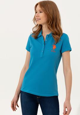 Kadın Kobalt Mavi Basic Polo Yaka Tişört - 50234843038