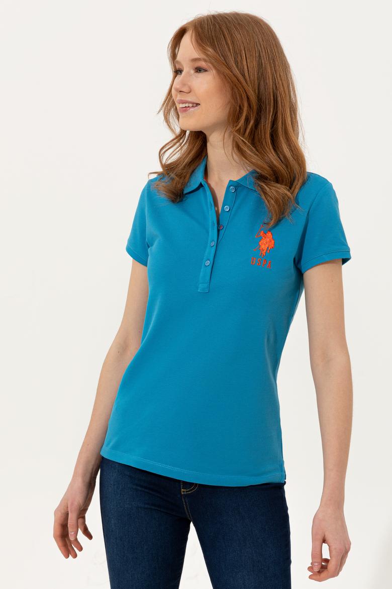 Kadın Kobalt Mavi Basic Polo Yaka Tişört - 50234843038