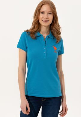 Kadın Kobalt Mavi Basic Polo Yaka Tişört - 50234843038