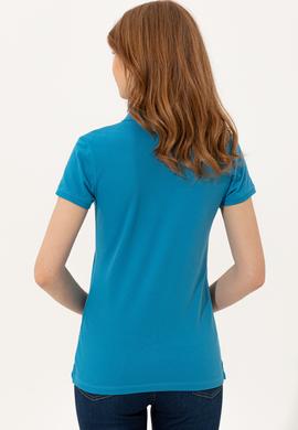 Kadın Kobalt Mavi Basic Polo Yaka Tişört - 50234843038