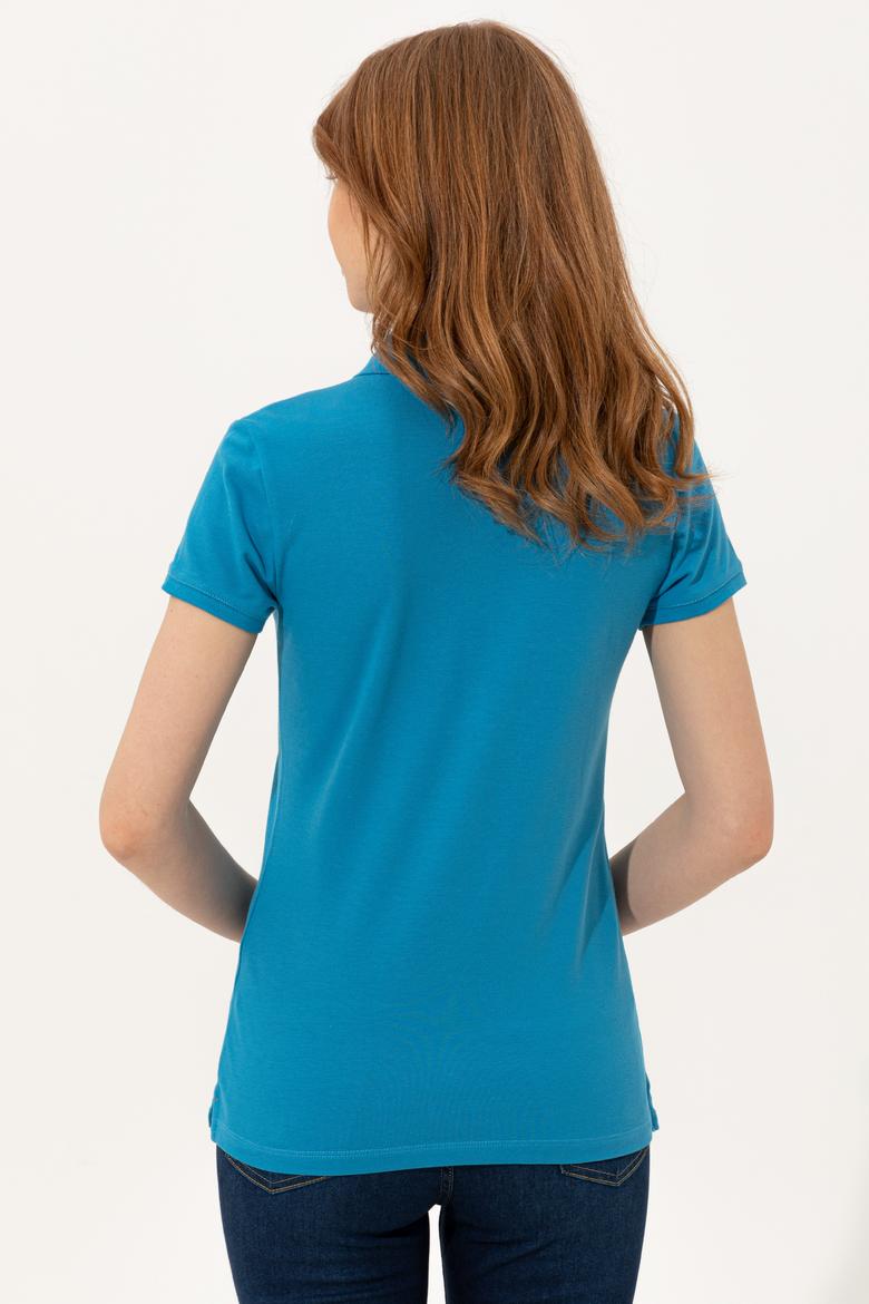 Kadın Kobalt Mavi Basic Polo Yaka Tişört - 50234843038