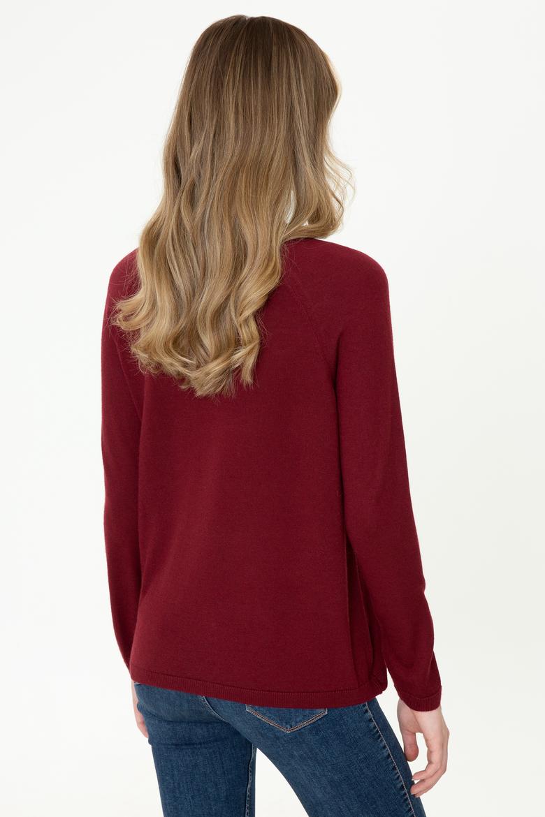 Kadın Bordo Balıkçı Yaka Triko Kazak Basic - 50237079040