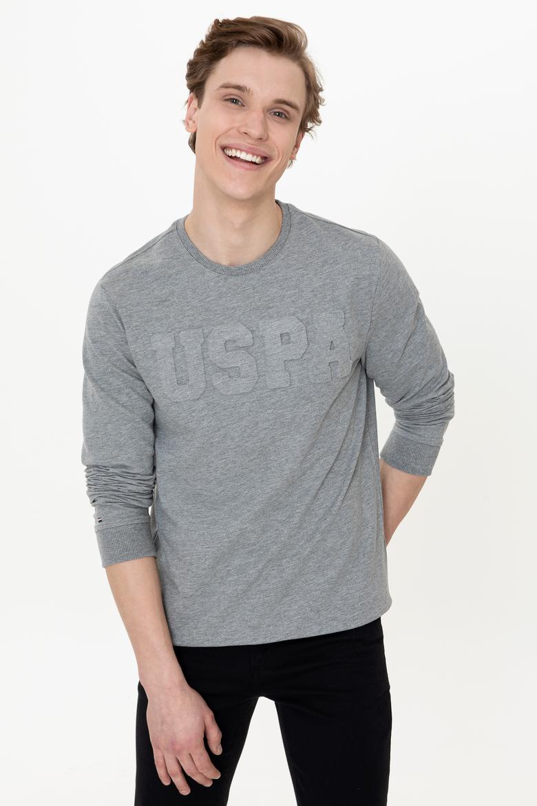 Erkek Gri Melanj Basic Sweatshirt