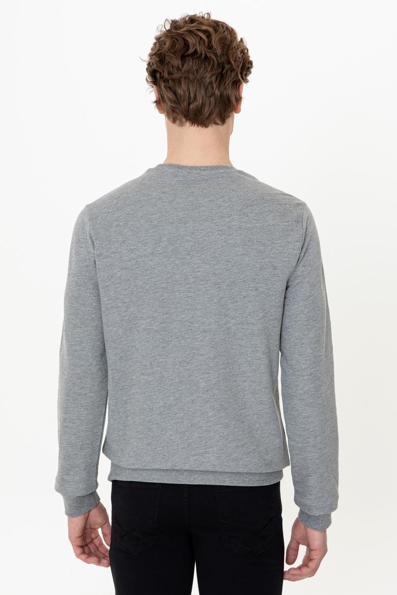 Erkek Gri Melanj Basic Sweatshirt - 50237233141
