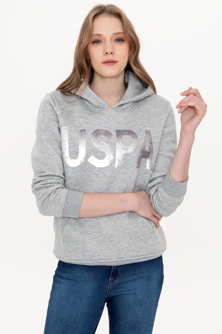 Kadın Gri Melanj Basic Sweatshirt