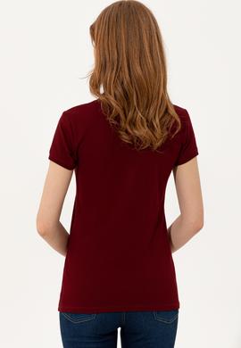 Kadın Bordo T-shirt - 50244197018