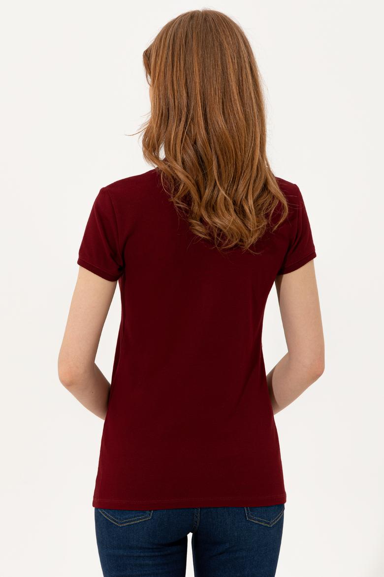 Kadın Bordo T-shirt - 50244197018