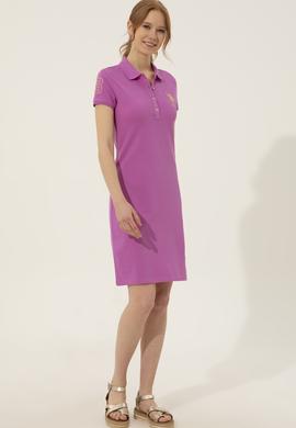 Kadın Menekşe Polo Yaka Örme Elbise - 50246277101