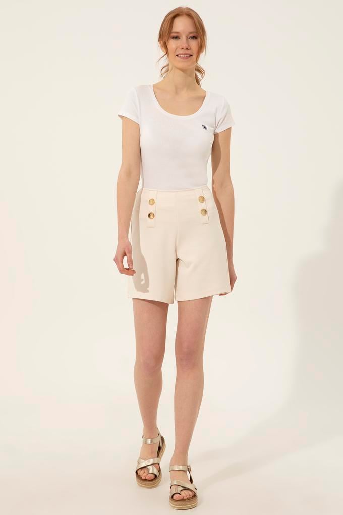Kadın Krem Örme Şort
