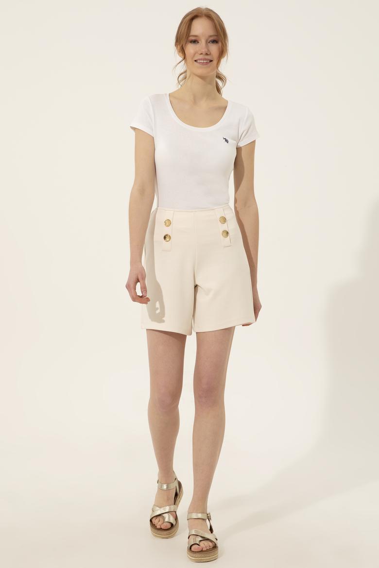 Kadın Krem Örme Şort