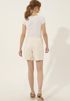 Kadın Krem Örme Şort - 50246889003