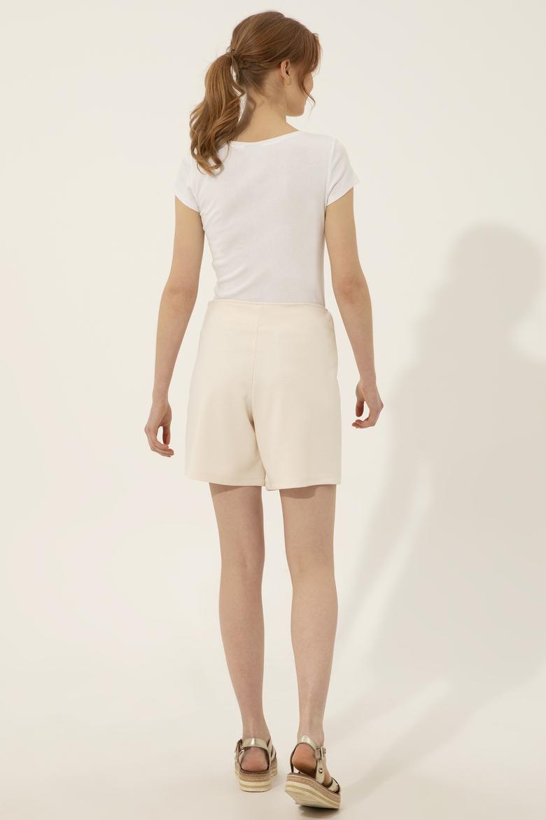 Kadın Krem Örme Şort - 50246889003