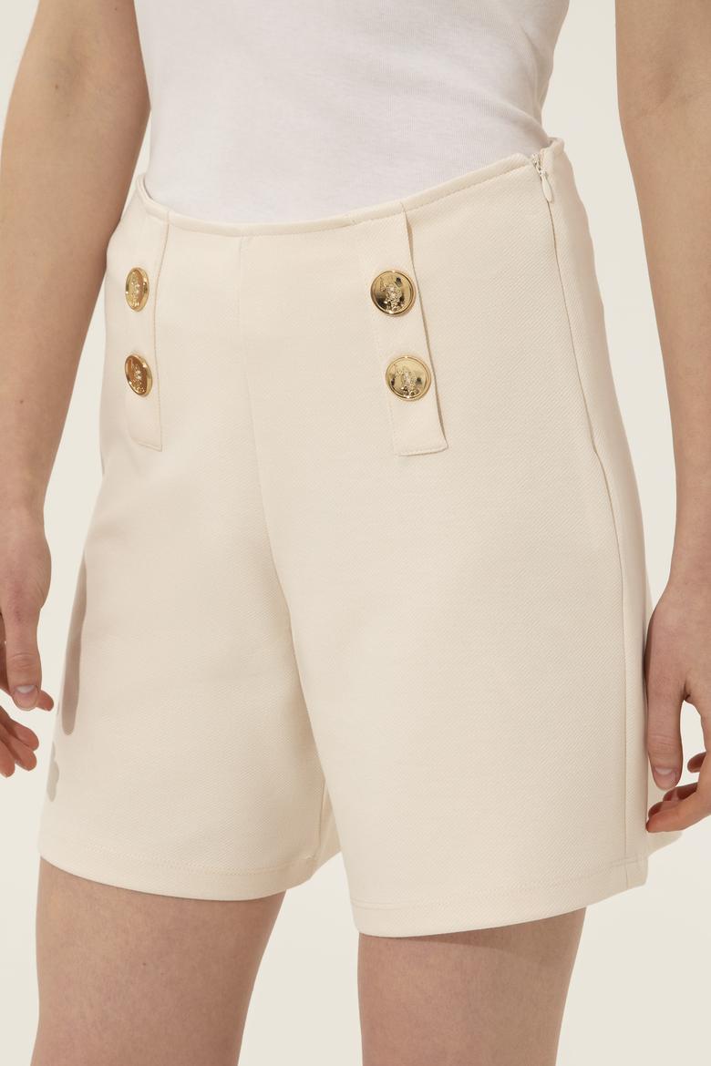 Kadın Krem Örme Şort - 50246889003