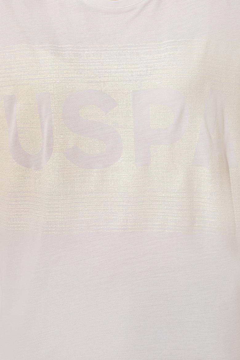 Kadın Beyaz Bisiklet Yaka Tişört - 50249033031