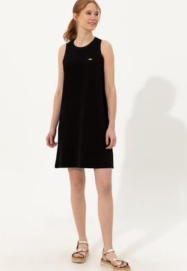 Kadın Siyah Bisiklet Yaka Örme Elbise - 50249045030