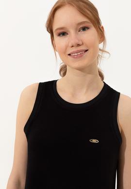 Kadın Siyah Bisiklet Yaka Örme Elbise - 50249045030